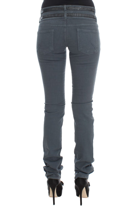 John Galliano Snygga italienska jeans med slim passform i Chic Blue