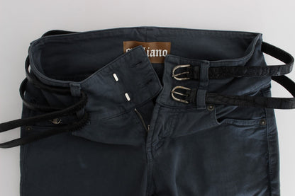 John Galliano Snygga italienska jeans med slim passform i Chic Blue