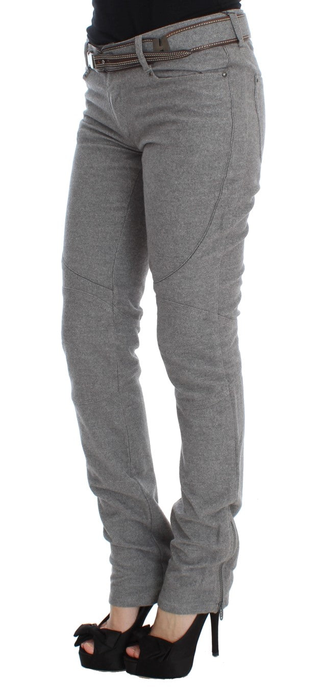 Ermanno Scervino Chic Pantalones Casuales De Algodón Gris