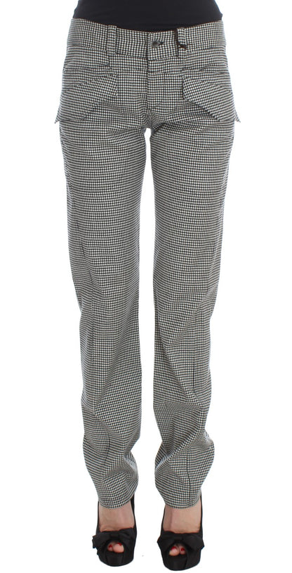 Pantalones de corte regular en blanco y negro con cuadros elegantes de Ermanno Scervino