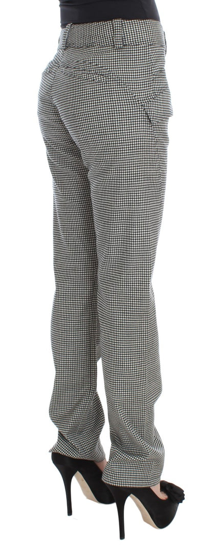 Pantalones de corte regular en blanco y negro con cuadros elegantes de Ermanno Scervino