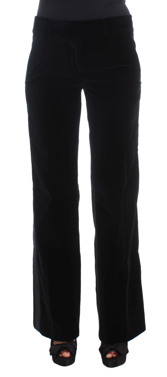 Pantalones anchos elegantes de mezcla de seda negros de Ermanno Scervino