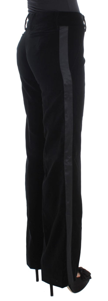 Pantalones anchos elegantes de mezcla de seda negros de Ermanno Scervino