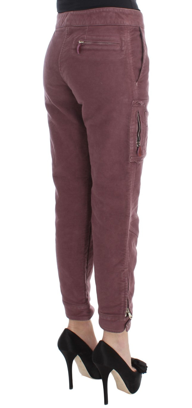 Ermanno Scervino Chic Burdeos Capri pantalones cargo recortados