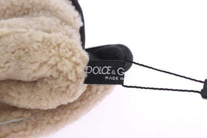 Dolce &amp; Gabbana Elegant dubbade grå ull shearling handskar