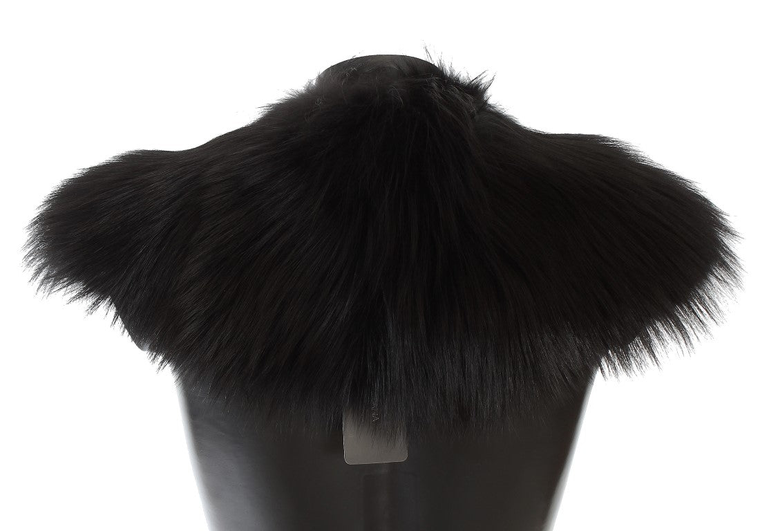 Dolce &amp; Gabbana Black Fox Fur Chic Shoulder Wrap