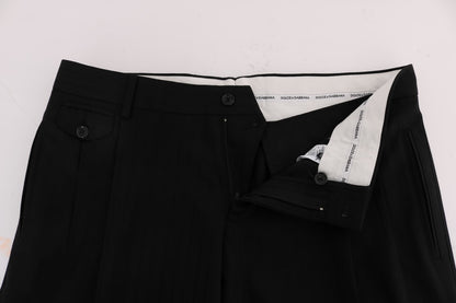 Pantalones de vestir rectos elegantes de rayas negras de Dolce &amp; Gabbana