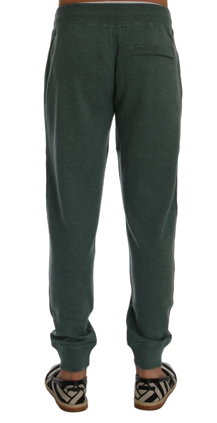 Dolce &amp; Gabbana Elegant Green Cashmere Sport Byxor