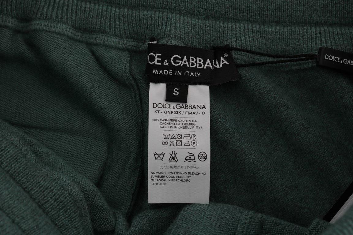 Dolce &amp; Gabbana Elegant Green Cashmere Sport Byxor