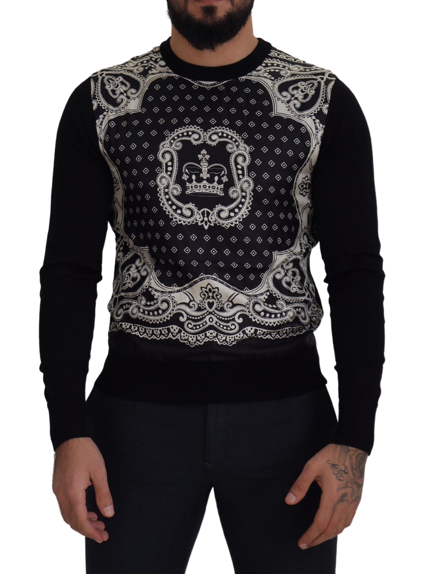 Dolce &amp; Gabbana Elegant Wool Silk Blend Crewneck tröja