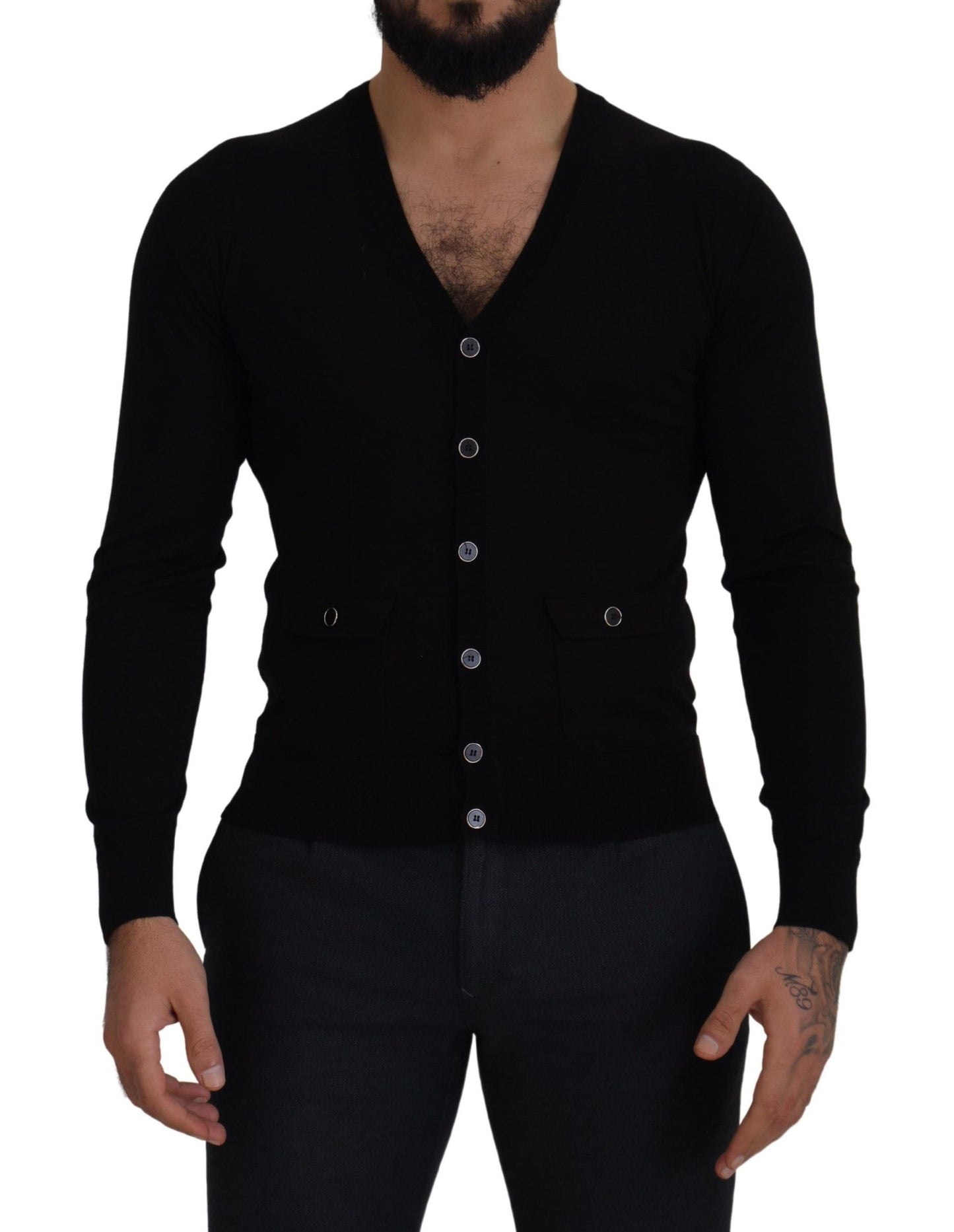 Dolce &amp; Gabbana Elegant ullknäppt svart cardigan