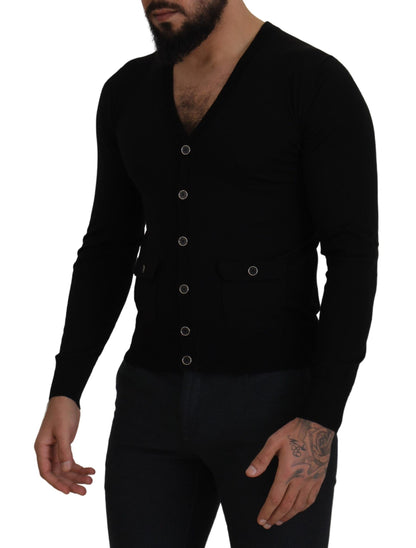 Dolce &amp; Gabbana Elegant ullknäppt svart cardigan