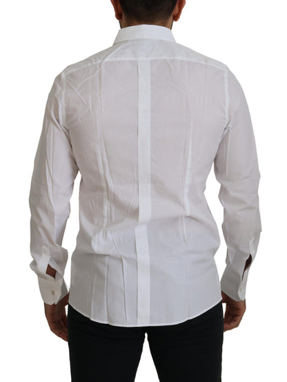 Dolce &amp; Gabbana Elegant White Peacock Feather Dress Shirt