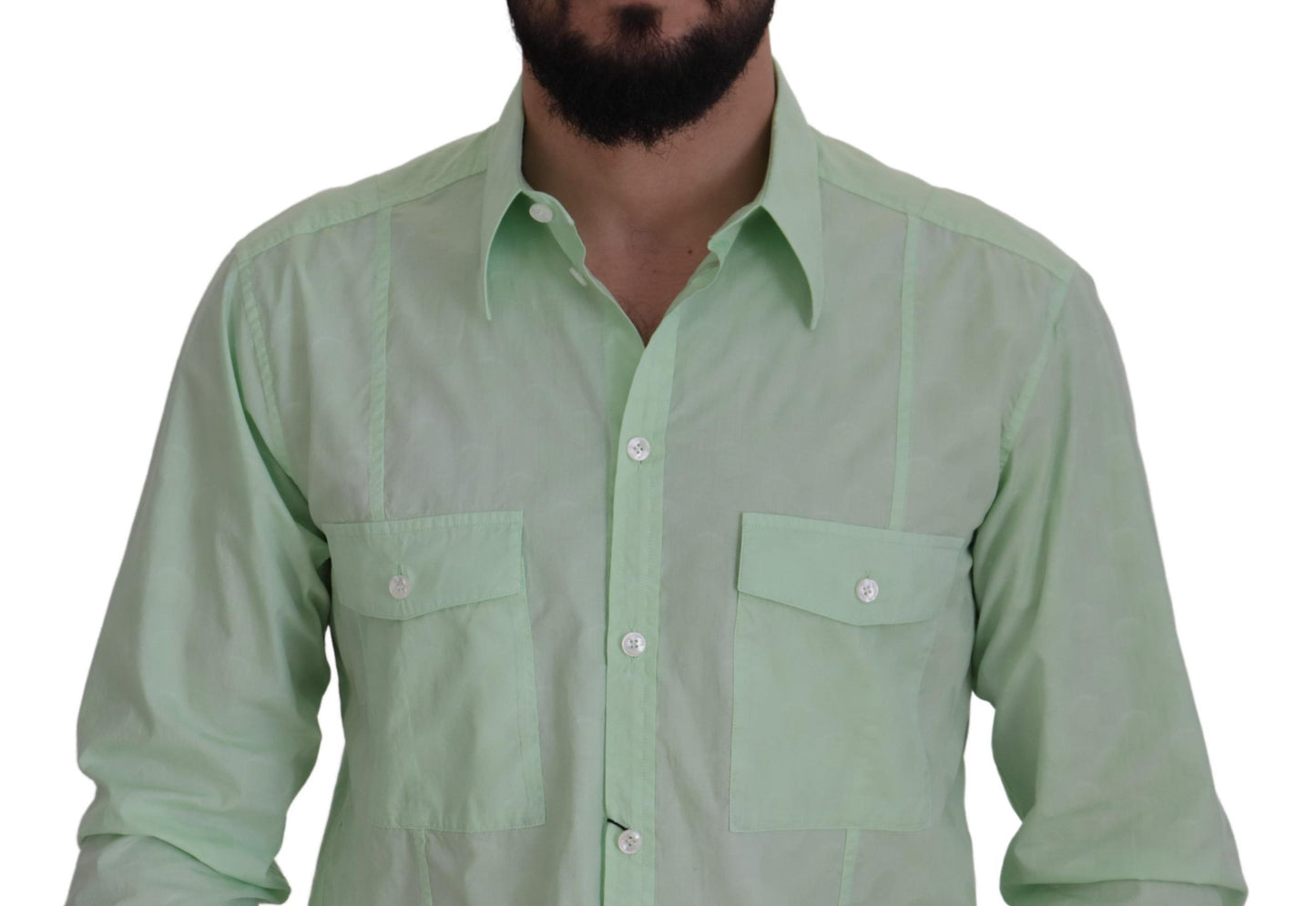 Dolce &amp; Gabbana Mintgrön Slim Fit Casual Button-Down skjorta