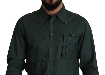 Dolce &amp; Gabbana Emerald Elegance Slim Fit Casual Shirt