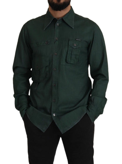 Dolce &amp; Gabbana Emerald Elegance Slim Fit Casual Shirt