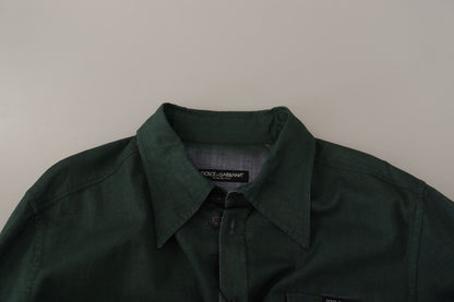 Dolce &amp; Gabbana Emerald Elegance Slim Fit Casual Shirt