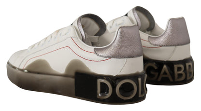 Dolce &amp; Gabbana Elegant Sneakers i vitt läder