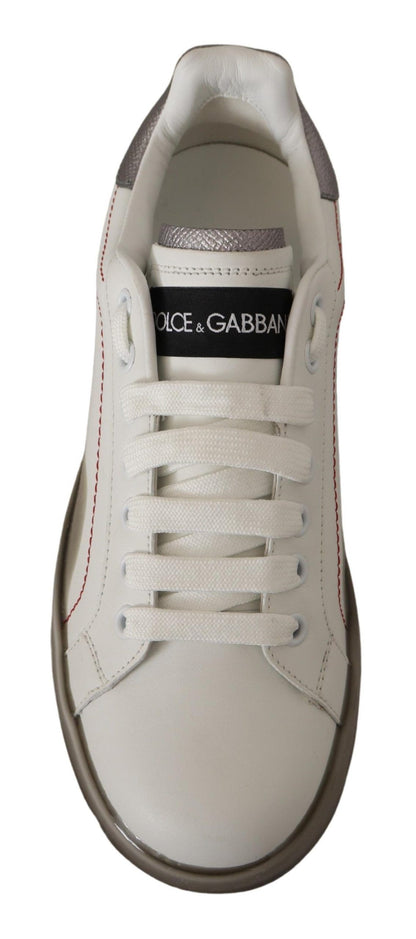 Dolce &amp; Gabbana Elegant Sneakers i vitt läder