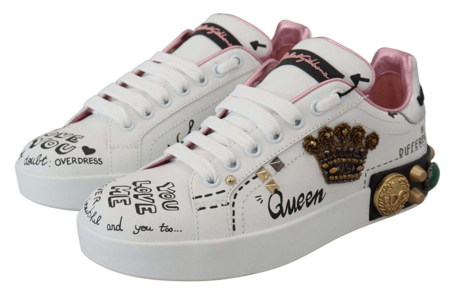 Dolce &amp; Gabbana Queen Crown Chic Leather Sneakers