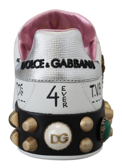 Dolce &amp; Gabbana Queen Crown Chic Leather Sneakers