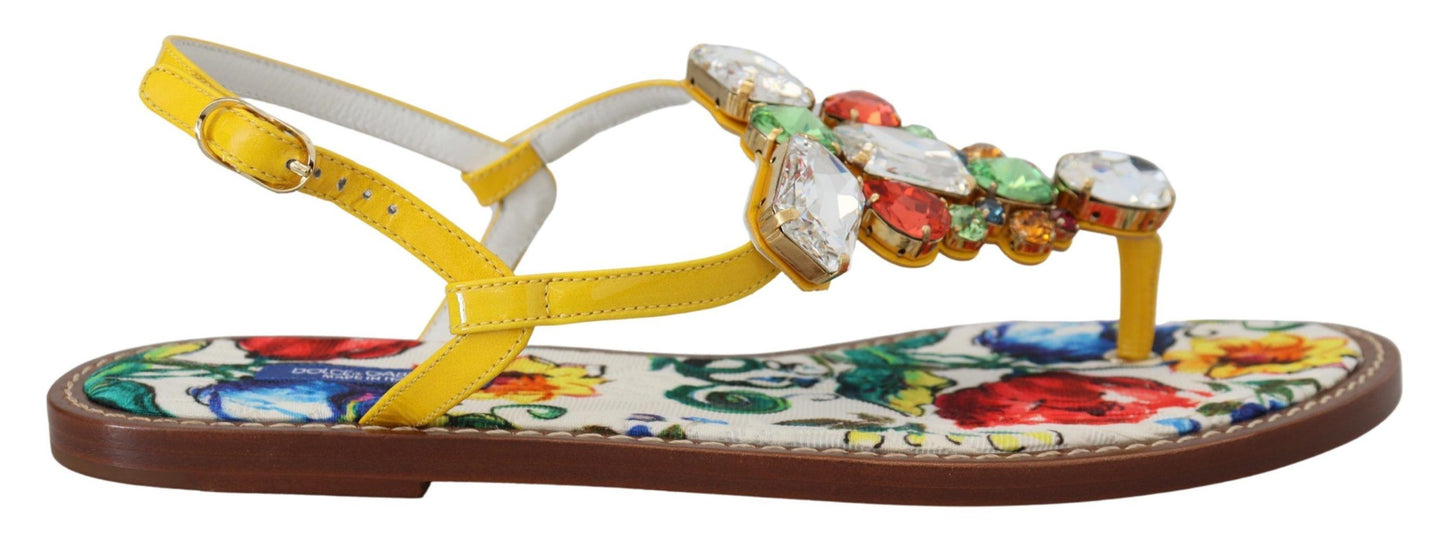 Dolce &amp; Gabbana Majolica Kristallutsmyckade lädersandaler