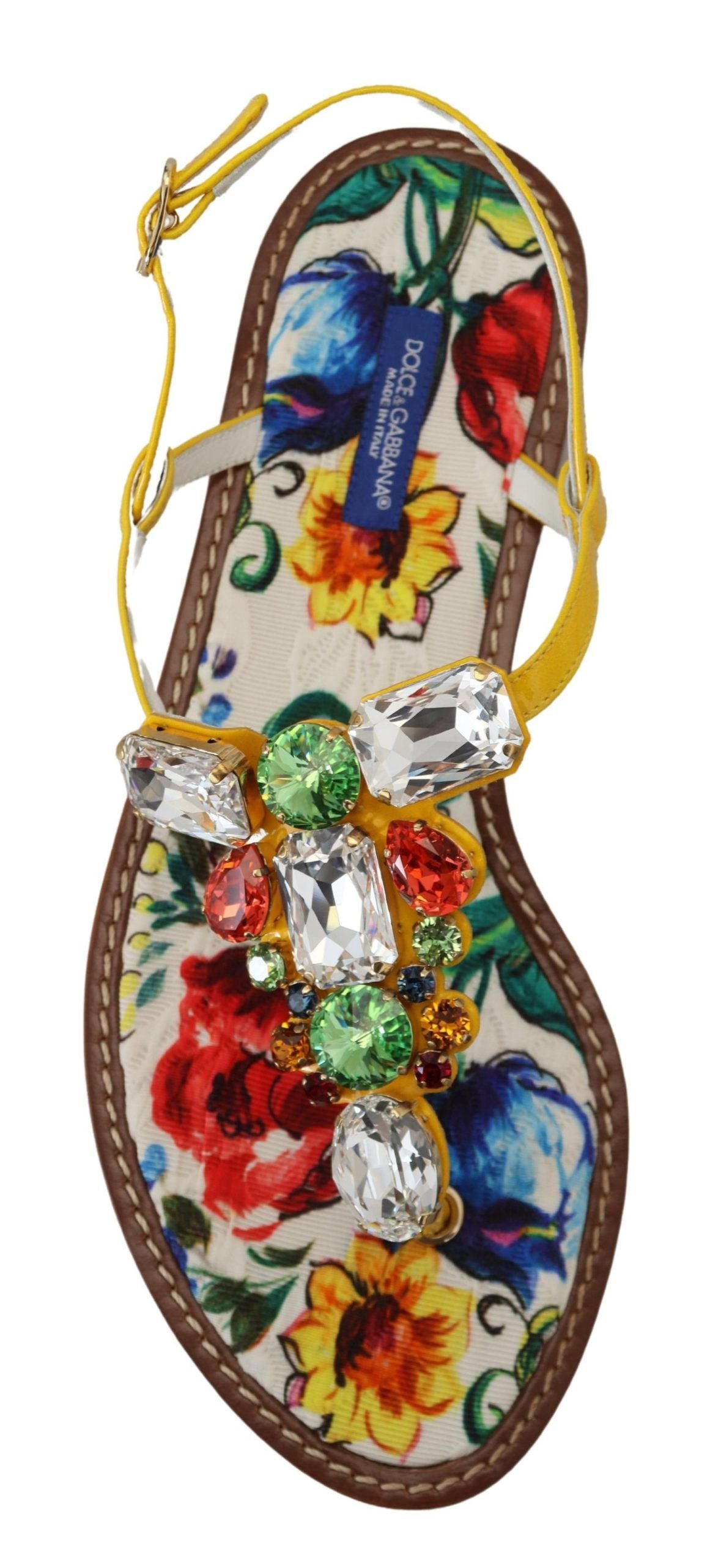 Dolce &amp; Gabbana Majolica Kristallutsmyckade lädersandaler