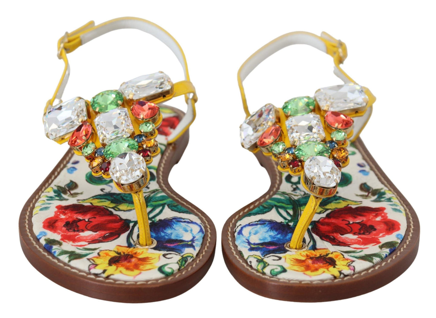 Dolce &amp; Gabbana Majolica Kristallutsmyckade lädersandaler