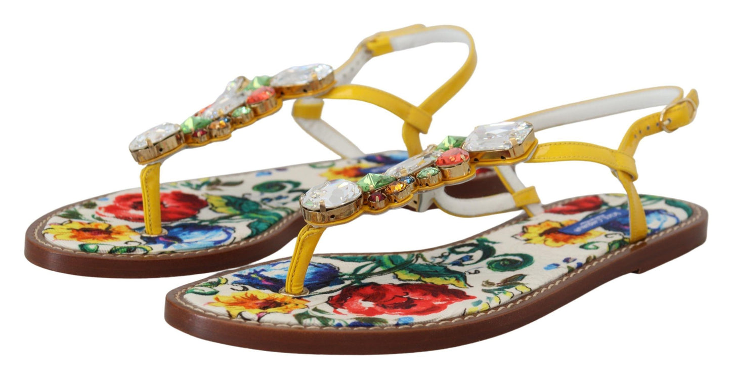 Dolce &amp; Gabbana Majolica Kristallutsmyckade lädersandaler