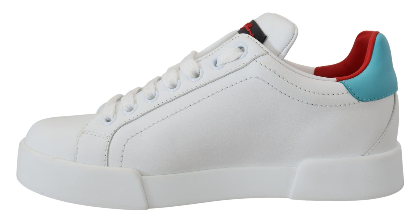 Dolce & Gabbana Elegant White Portofino Leather Sneakers