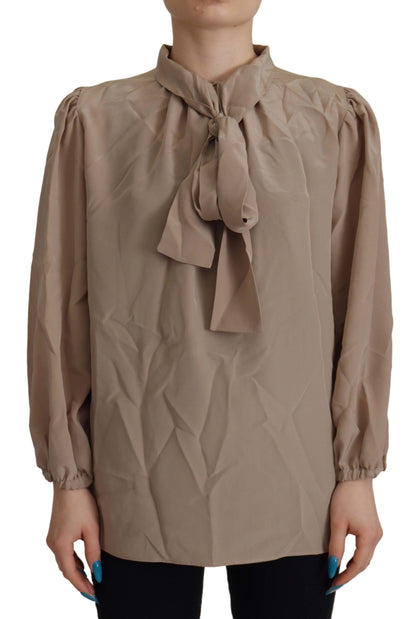 Dolce &amp; Gabbana Elegant Silk Ascot Collar Blus