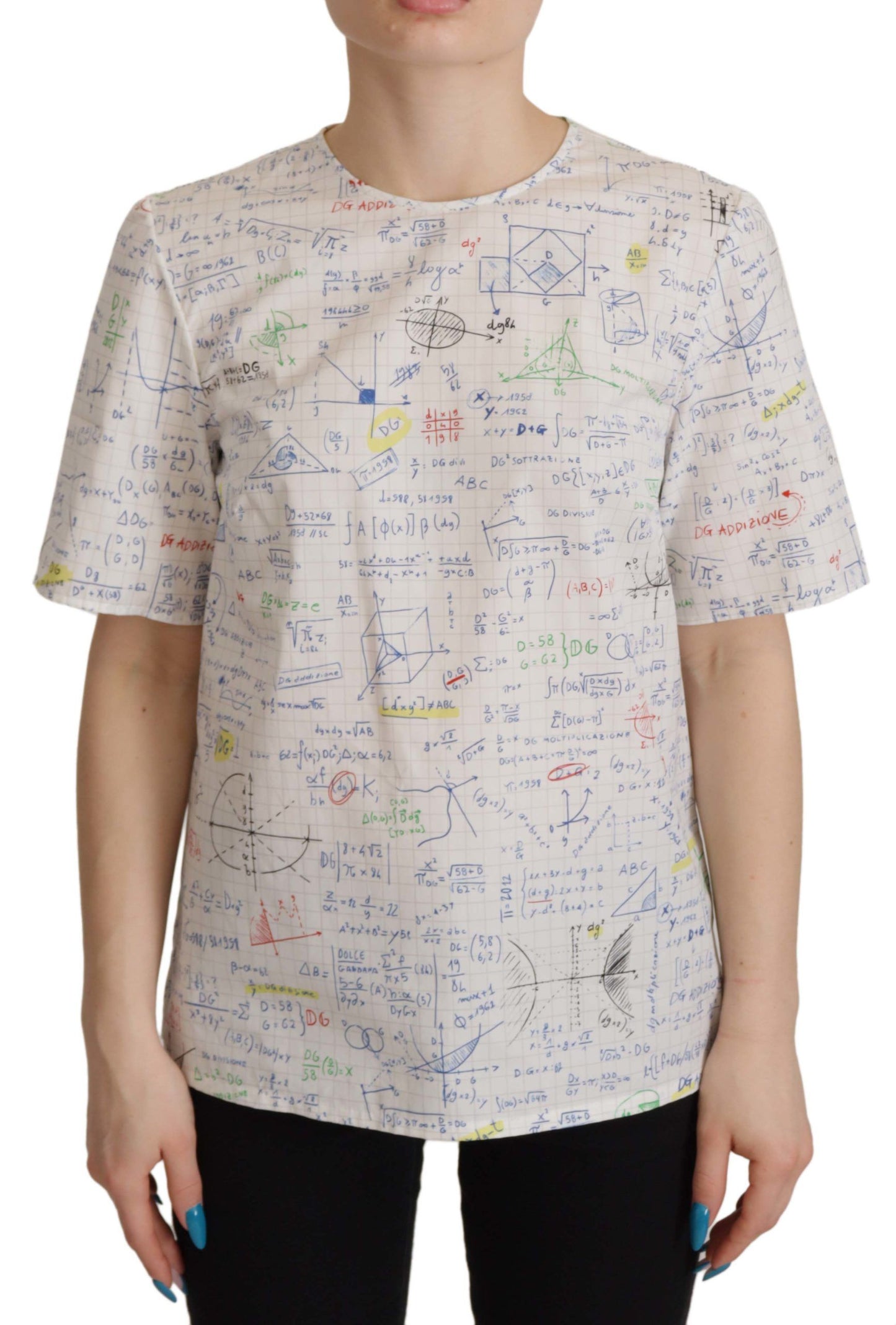 Dolce &amp; Gabbana Algebra Print T-shirt i bomull med rund hals