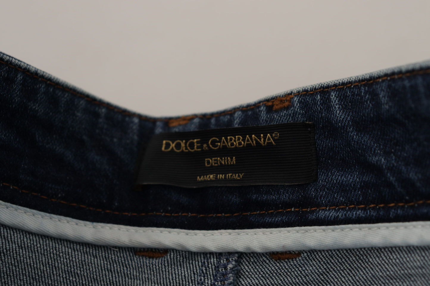 Vaqueros ajustados de diseño con cintura alta de Dolce &amp; Gabbana en azul