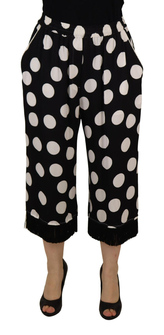 Pantalones de talle medio de seda con lunares de Dolce &amp; Gabbana