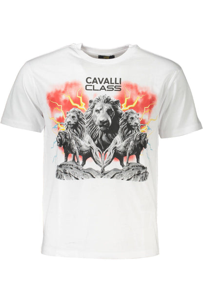 Camiseta de algodón blanca para hombre Cavalli Class