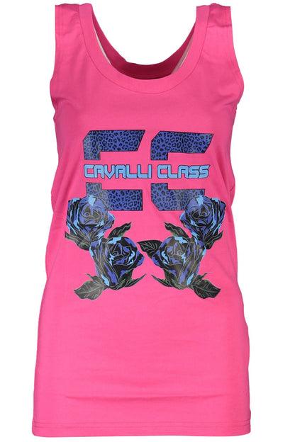 Cavalli Class Pink Cotton Women Tank Top