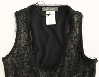 Ermanno Scervino Minivestido negro con detalle de encaje de nailon