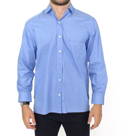 Ermanno Scervino Dapper Blue Cotton Dress Shirt för män