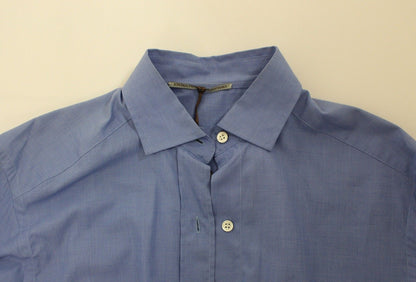 Ermanno Scervino Dapper Blue Cotton Dress Shirt för män