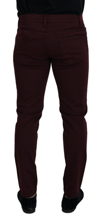 Dolce &amp; Gabbana Slim Fit Bordeaux Jeans - italiensk lyx