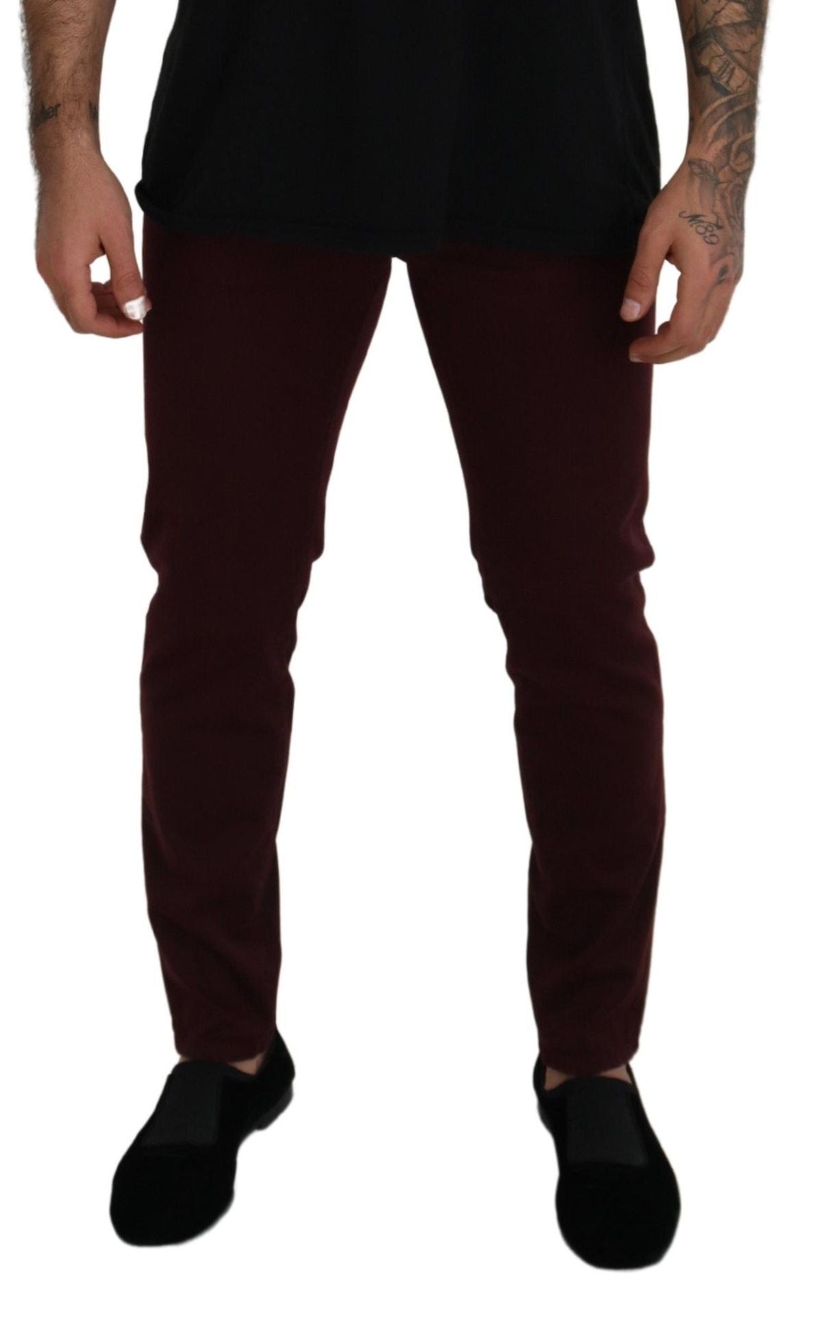 Dolce &amp; Gabbana Slim Fit Bordeaux Jeans - italiensk lyx