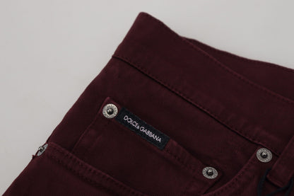 Dolce &amp; Gabbana Slim Fit Bordeaux Jeans - italiensk lyx