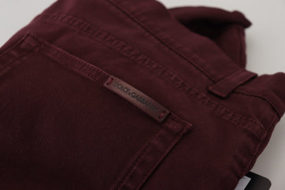 Dolce &amp; Gabbana Slim Fit Bordeaux Jeans - italiensk lyx