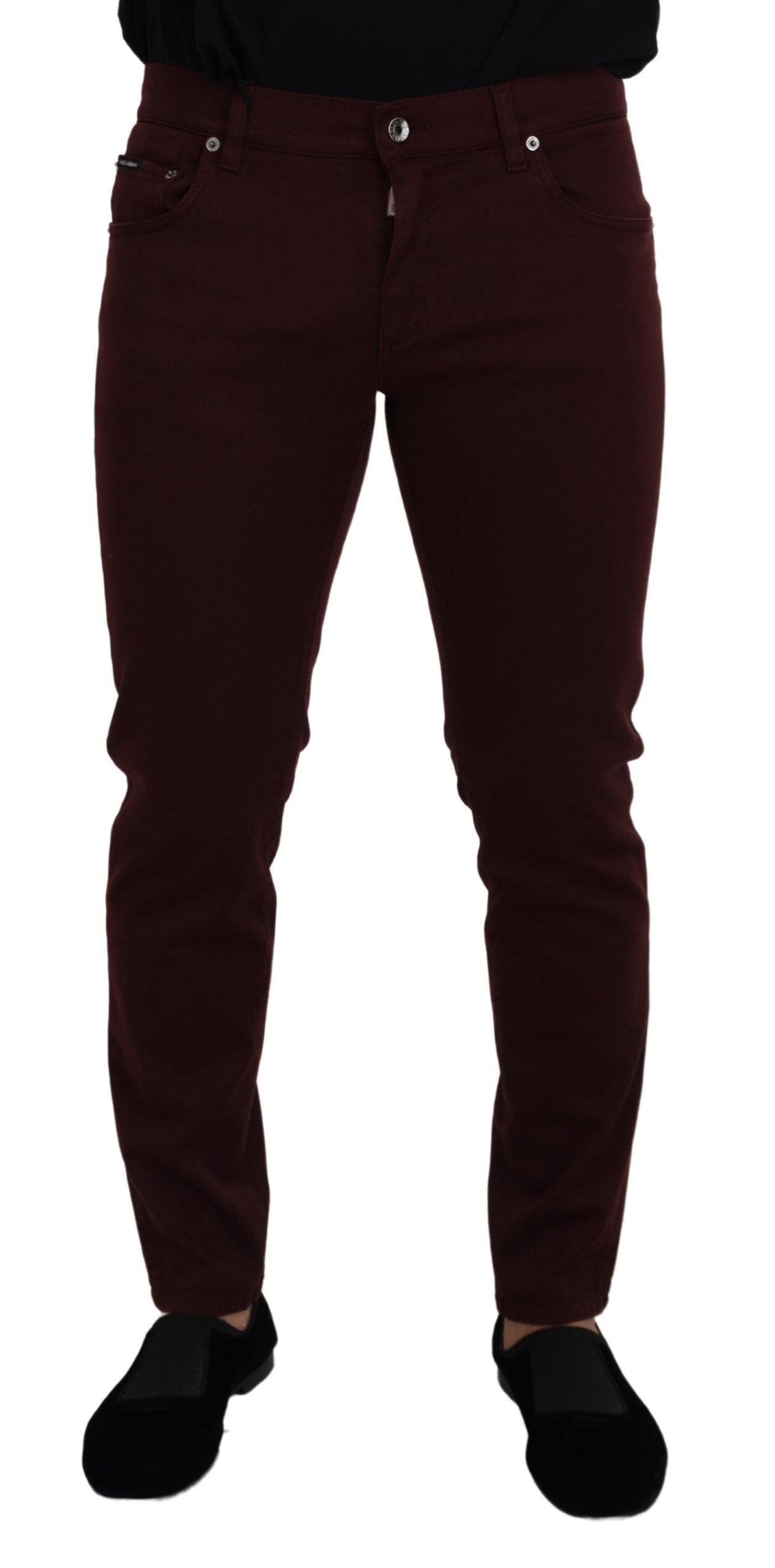 Dolce &amp; Gabbana Slim Fit Bordeaux Jeans - italiensk lyx