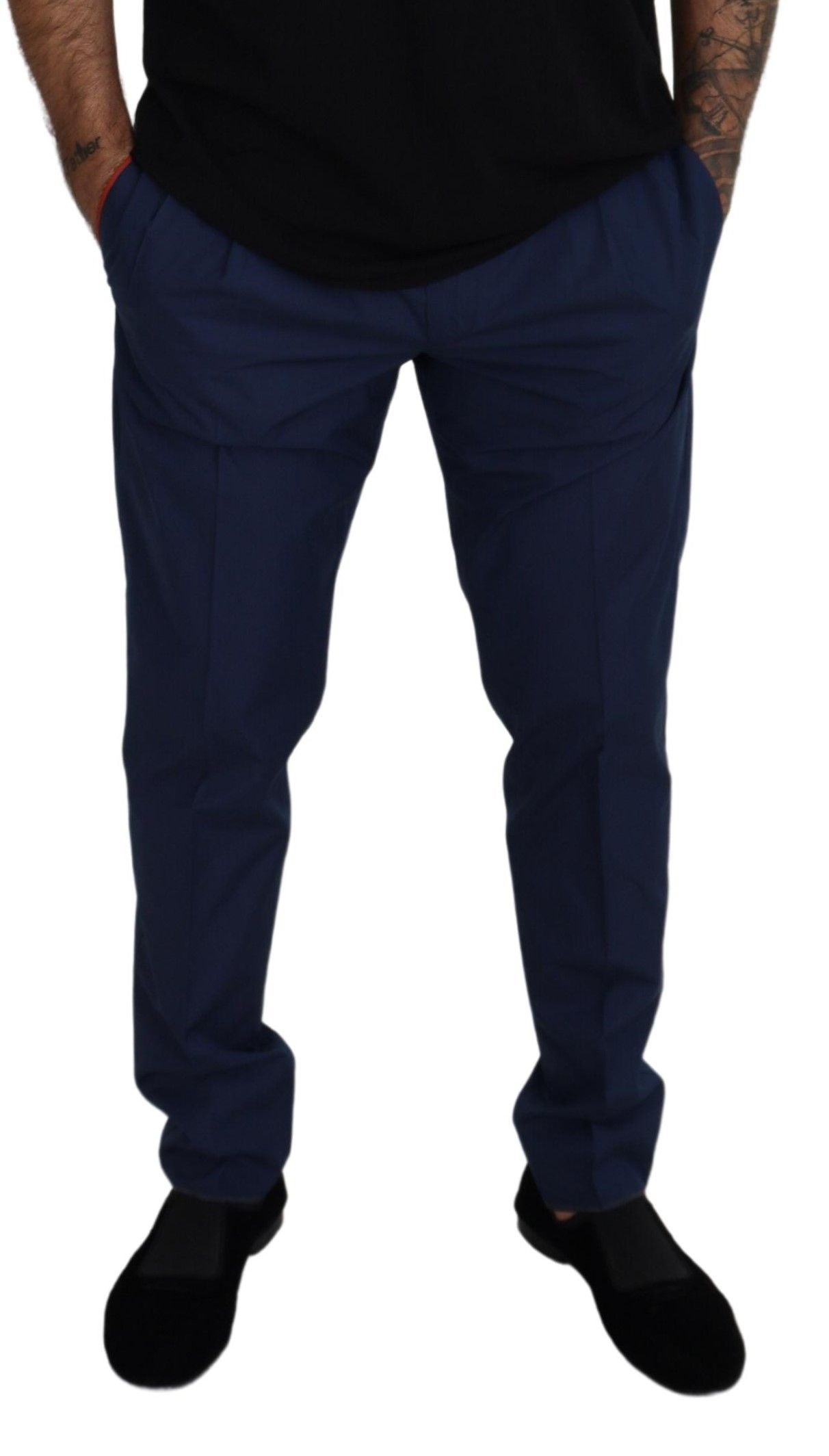 Dolce &amp; Gabbana Elegant Slim Fit Chinos i Blue Silk Blend