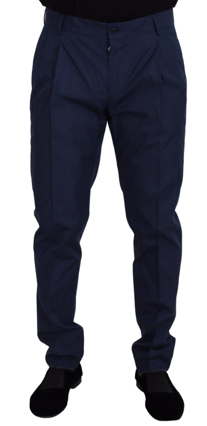 Dolce &amp; Gabbana Elegant Slim Fit Chinos i Blue Silk Blend