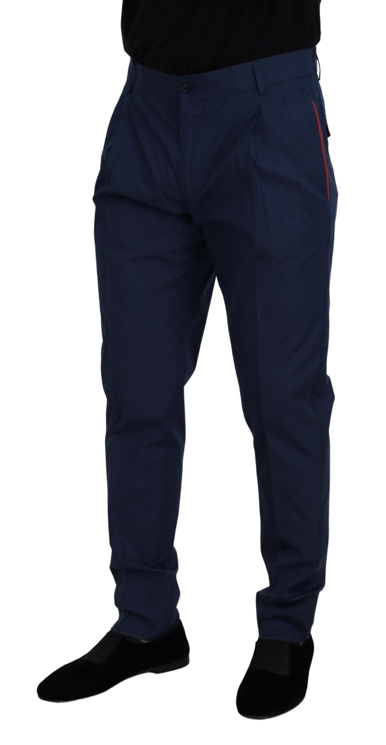 Dolce &amp; Gabbana Elegant Slim Fit Chinos i Blue Silk Blend