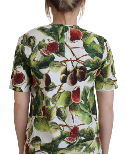 Dolce &amp; Gabbana Chic Multicolor Fig Print Bomullsöverdel