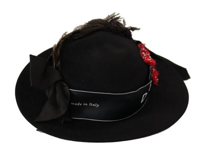 Sombrero elegante de ala ancha negro de Dolce &amp; Gabbana