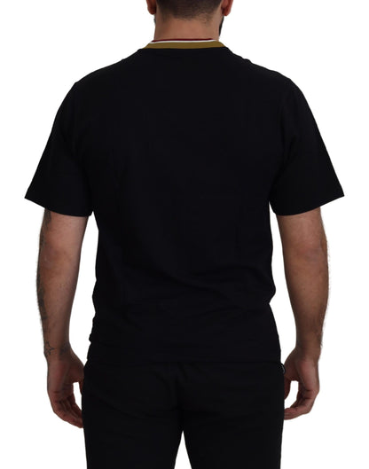 Dolce &amp; Gabbana Iconic Black Cotton T-shirt med rund hals